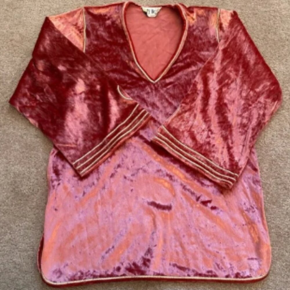 BILL TICE SET Pink Velvet Tunic Shirt 1970's Designer Pants Petite Vintage